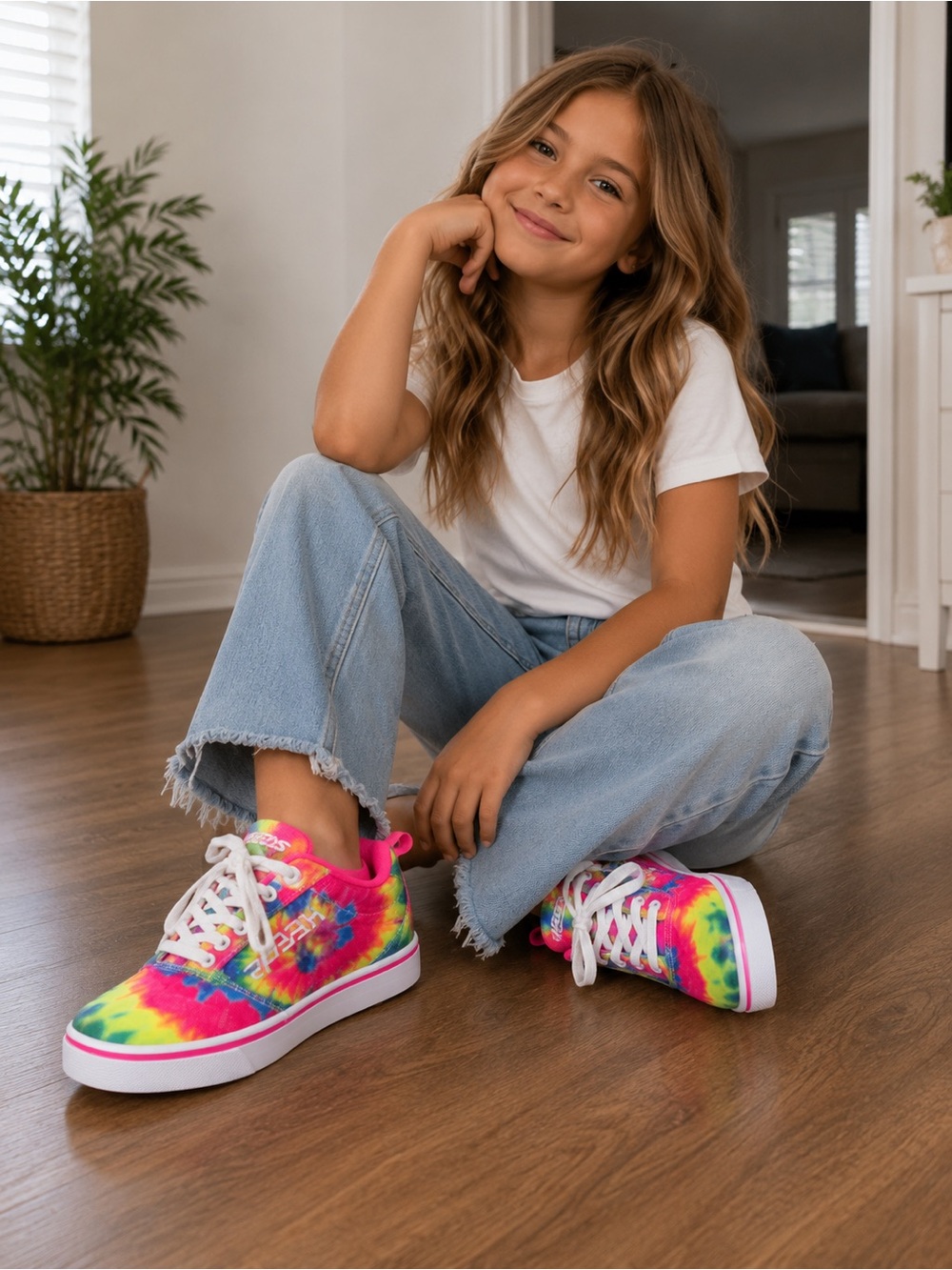 Heelys Tie Dye Roller Shoes Youth Size 2 Rainbow Sneakers No Wheels